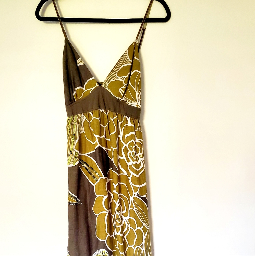 Linen maxidress embellished with sequins- size xxl
